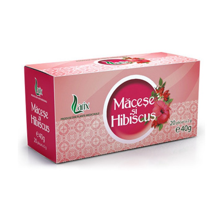 Supliment alimentar, Larix, Măceșe cu hibiscus, 20dz, 200ml apă fierbinte