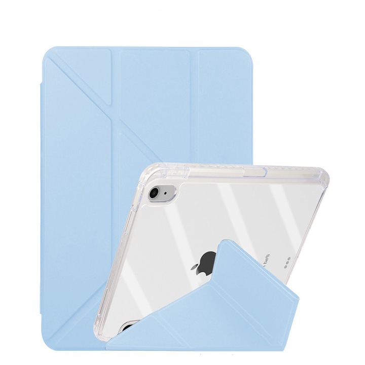 Tabletok tok, iPad 2022 (10. generáció) 10.9 hüvelyk / 2025 (11. generáció) 11 hüvelyk, Y alakú háromszoros összehajtású kialakítás, Több szögben állítható, Bőrtok tablethez tolltartóval, Automatikus ébresztés / alvás funkció