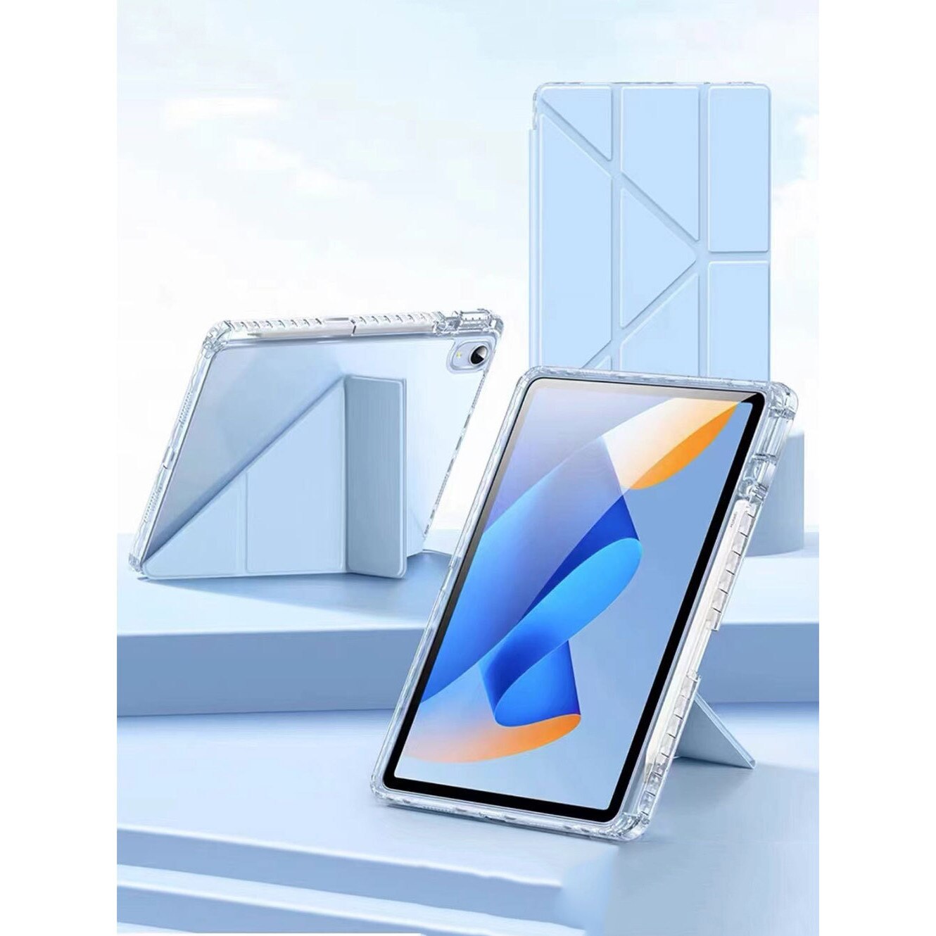 Husa tableta, pentru iPad 2022 (10th) 10.9 inch / 2025 (11th) 11 inch, Triple Fold in forma de Y Design, Multi unghi, Capac de piele pentru tablete cu slot pentru stilou, Trezire automata / somn，