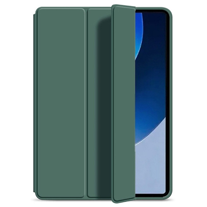 Husa tableta, pentru iPad Air 6th/7th 11 inch (24/25) / ipad Pro 11 inch (22/21/20/18) / ipad Air 4th/5th 10.9 inch（20/22), Trezire automata / somn, atingere confortabila a pielii, capac de protectie subtire tripla cu TPU moale inapoi, Verde