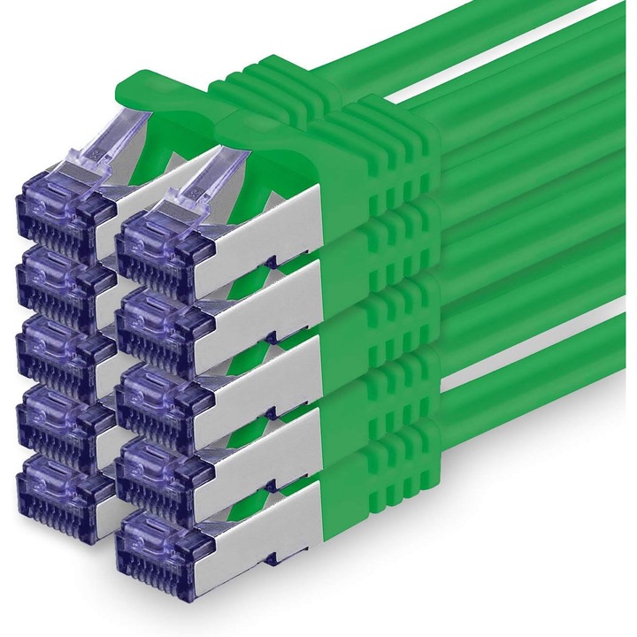 Cablu rețea Cat.7 SFTP PiMF 10 Gb/s, conectori RJ45, suportă PoE+, 1m