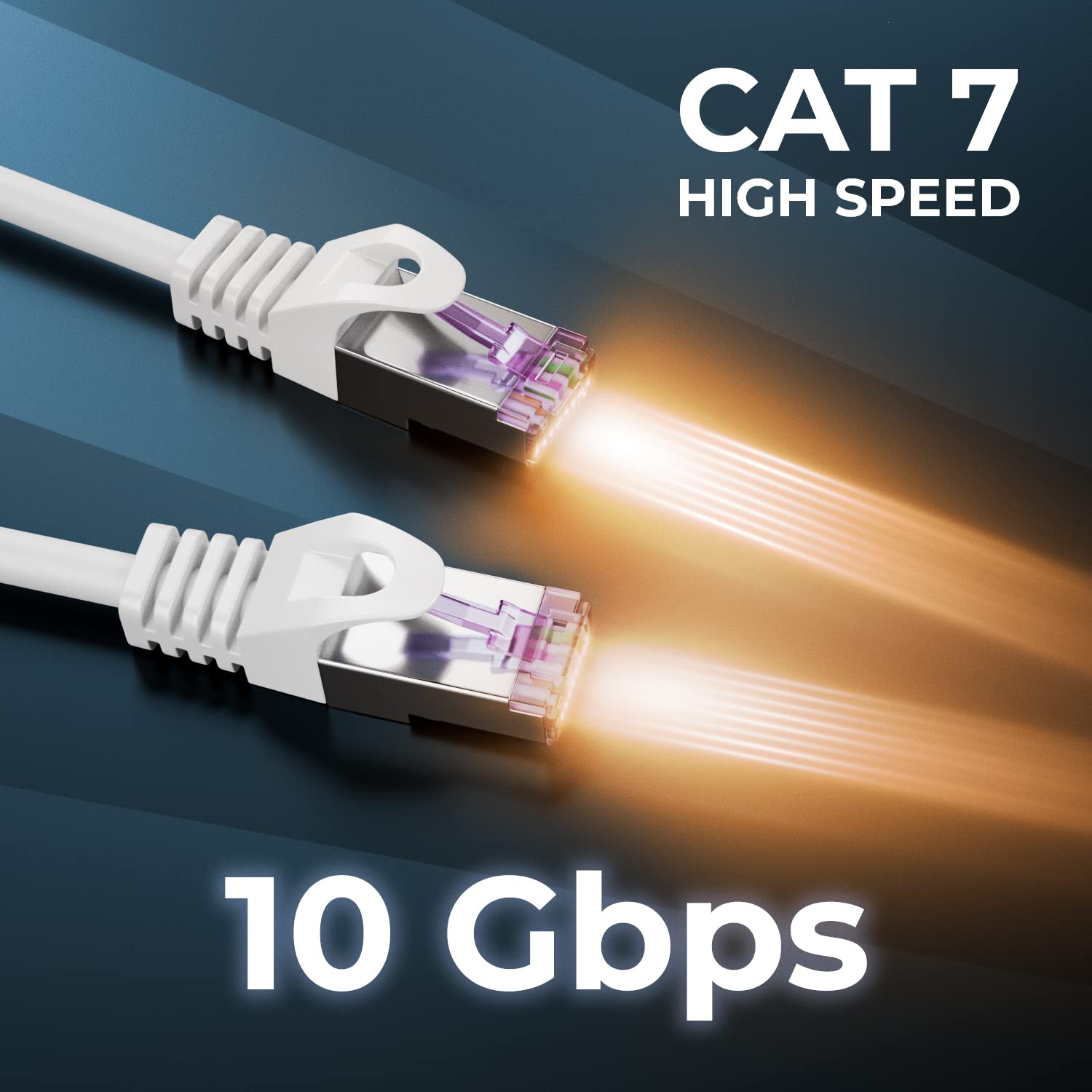 Set 10 Cabluri de Retea Cat7, 1m, 10 Gigabit, SFTP, Alb - eMAG.ro