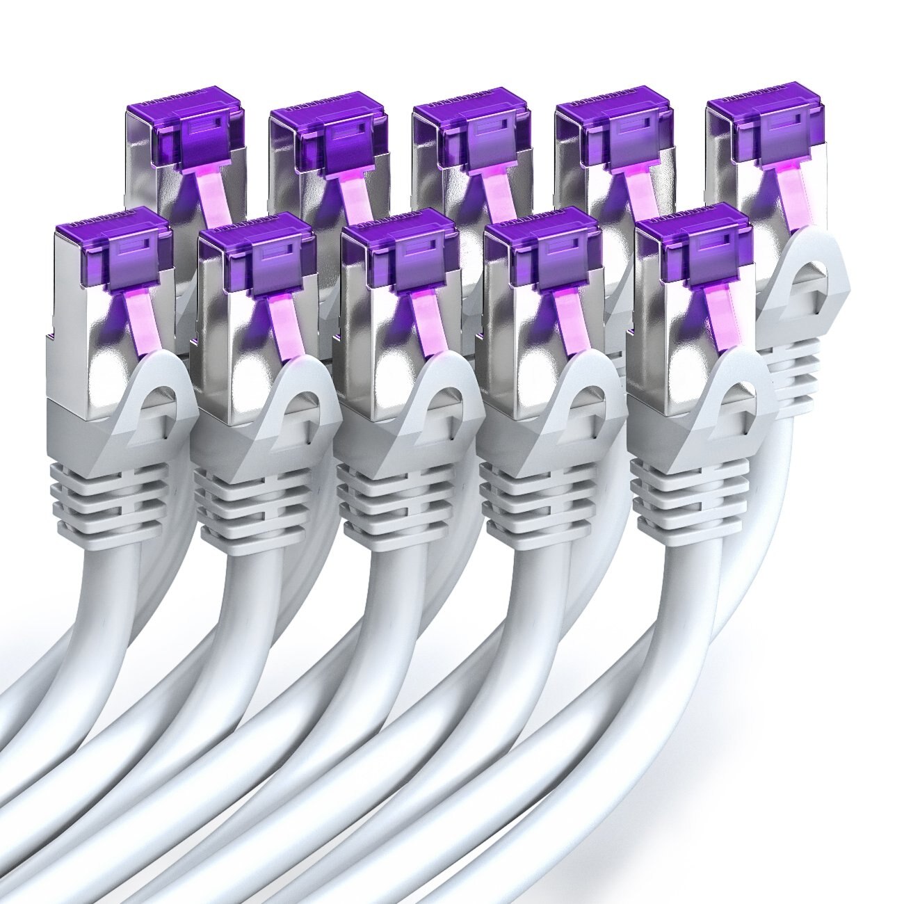 シバセット　VS 081/141 082/141 083/141 085/141 Set 10 Cabluri de Retea Cat7, 1m, 10 Gigabit, SFTP, Alb - eMAG.ro