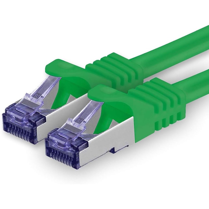 Cablu rețea Cat.7 SFTP PiMF 10 Gb/s, PoE+, RJ45, Verde, 1m