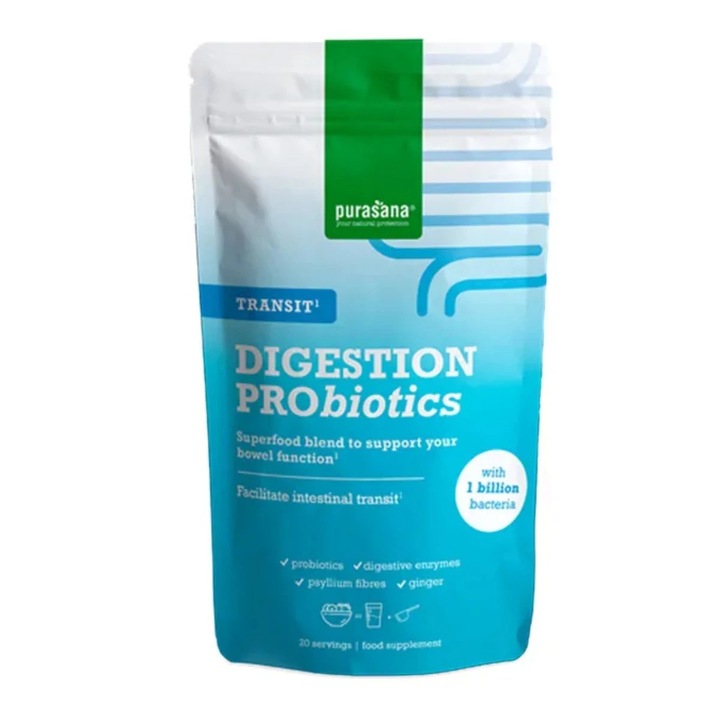 Amestec Probiotice cu Enzime Digestive, Transit Pro, Purasana, 140g