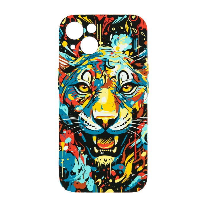 Husa de telefon, LUXO, compatibila cu iPhone 13, model Splash Panther, TPU, multicolor