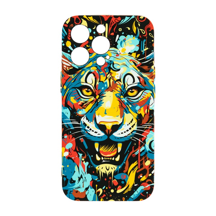 Husa de telefon, LUXO, compatibila cu iPhone 13 Pro, model Splash Panther, TPU, multicolor