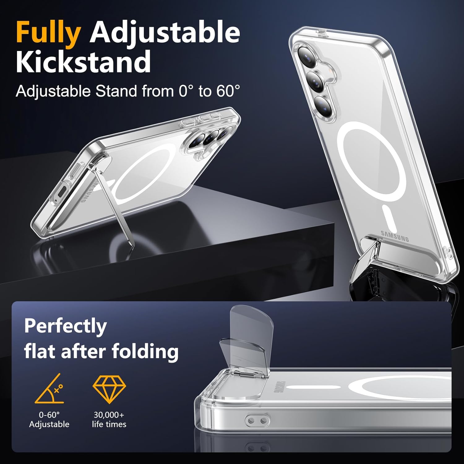 Carcasa Nextronic transparentă rezistentă la impact pentru Samsung Galaxy S24 FE, suport ascuns