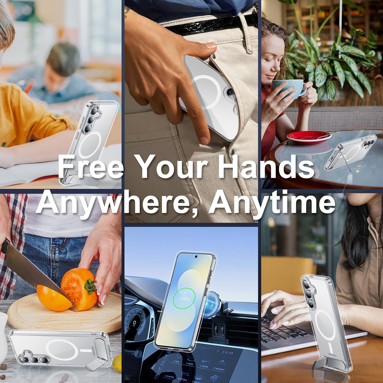 Carcasa Nextronic transparentă rezistentă la impact pentru Samsung Galaxy S24 FE, suport ascuns