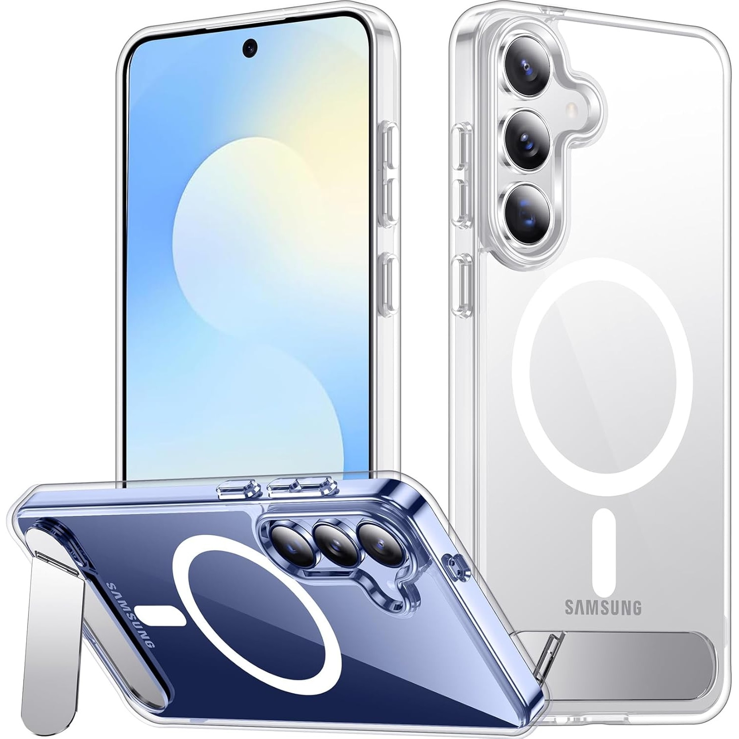 Carcasa Nextronic transparentă rezistentă la impact pentru Samsung Galaxy S24 FE, suport ascuns