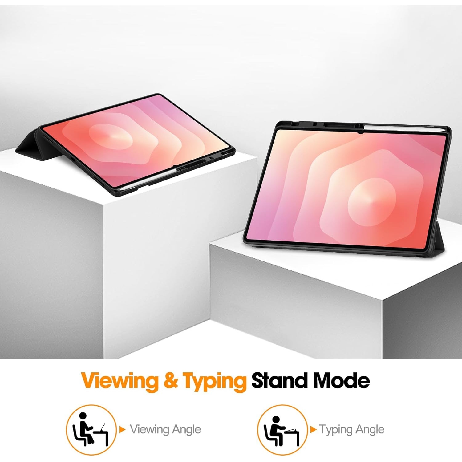 Husa pentru Samsung Galaxy Tab S11 Ultra Soft Shell Light & Slim cu functie wake-up/sleep si compartiment pentru stylus, tip stand - albastru inchis