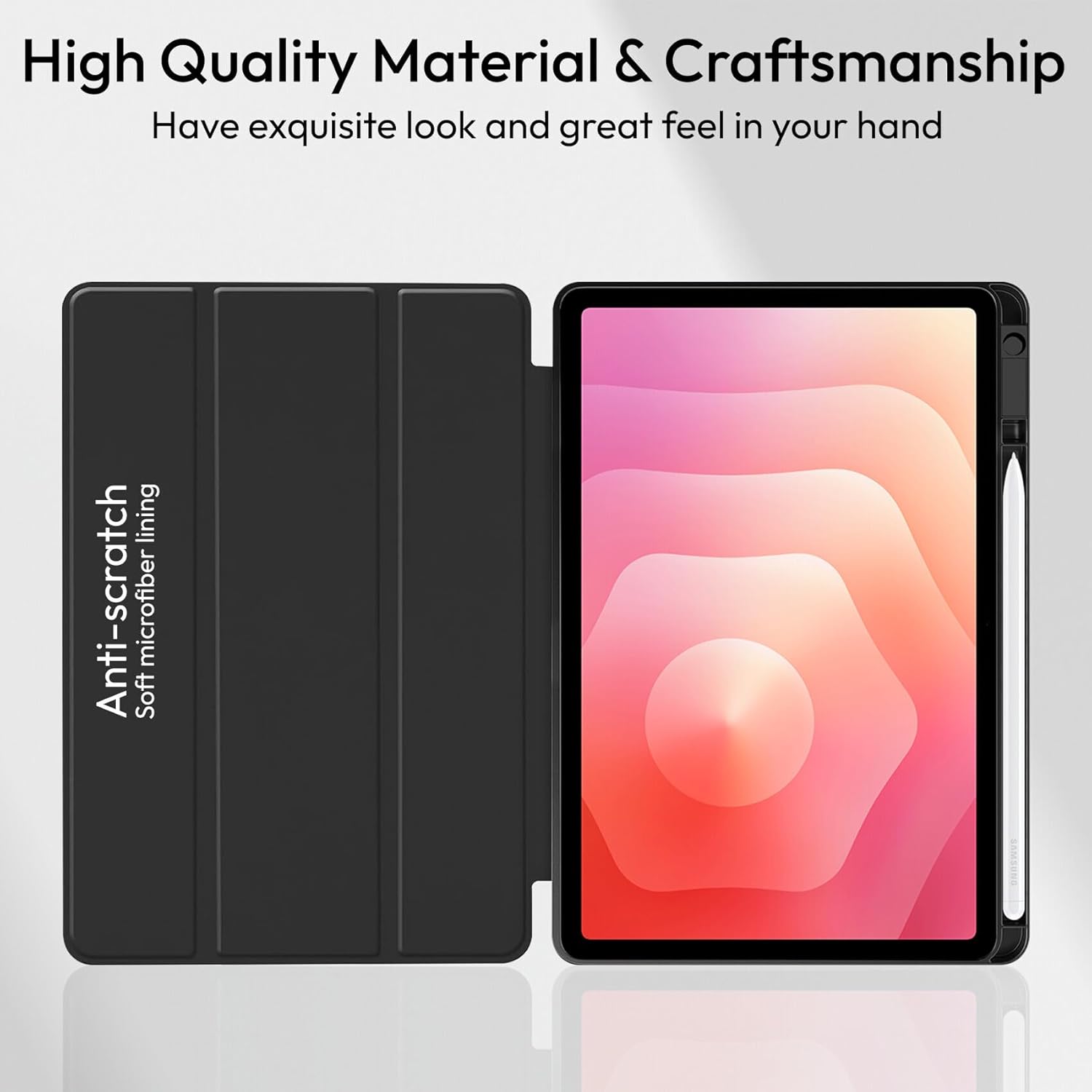 Husa pentru Samsung Galaxy Tab S11 Ultra Soft Shell Light & Slim cu functie wake-up/sleep si compartiment pentru stylus, tip stand - albastru inchis