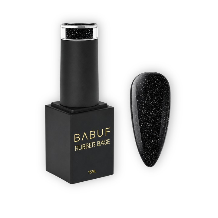 Baza Rubber, BABUF, RBG21, Glitter, Negru Cosmic, 15ml