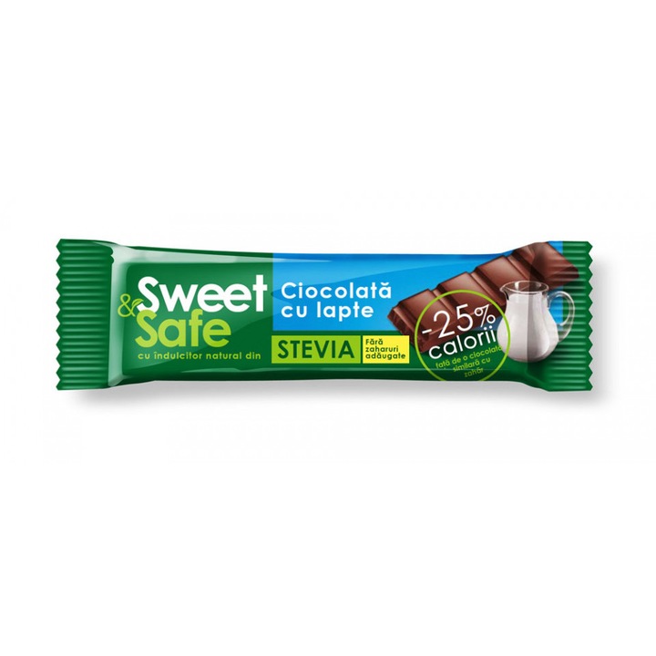 Ciocolată cu lapte și stevia, SLY NUTRITIA, 25gr, 40% cacao, eco-friendly