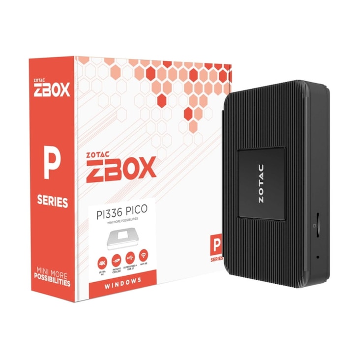 Mini PC Prestigio Solutions PSMPC103 cu procesor Intel® Core™ i3-1215U pana la 4.4GHz, fara RAM, fara Stocare, Intel® UHD Graphics, Wi-Fi, Bluetooth, HDMI, No OS, Negru
