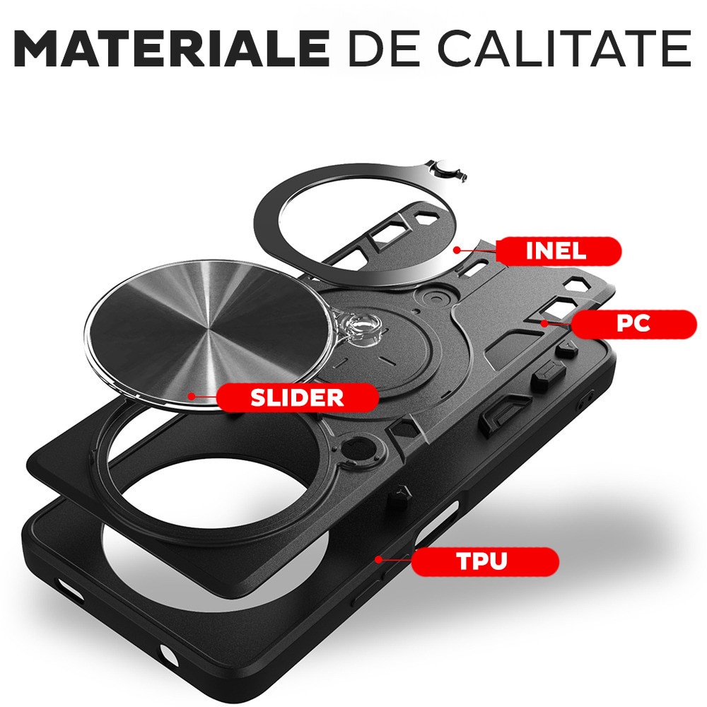 Husa pentru Honor Magic 8 Lite, DaDen CamGuard Pro Kickstand, Slider Camera, Antisoc, Protectie Superioara, Albastru
