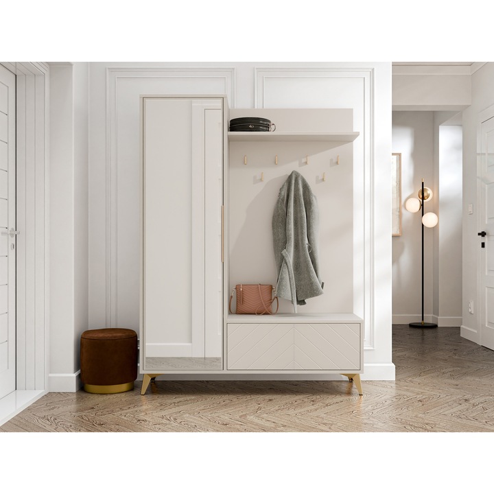 Mobilier pentru hol Siprynt 1D1K, MIRJAN 24, bej nisip, 40x134x180 cm