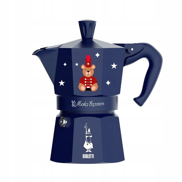 Кафеварка Bialetti Moka Express Joyful Christmas, 3 чаши, синя, 150мл