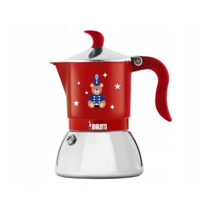 Кафеварка Moka Fiammetta Induction Bialetti, лимитирана серия Joyful Christmas, 2 чаши, червена, алуминий