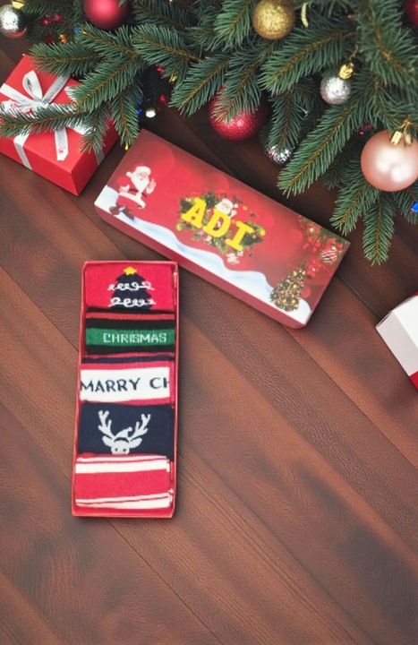 Set 5 perechi șosete damă de Crăciun din bumbac, Fekete/PirosFekete, 36-40