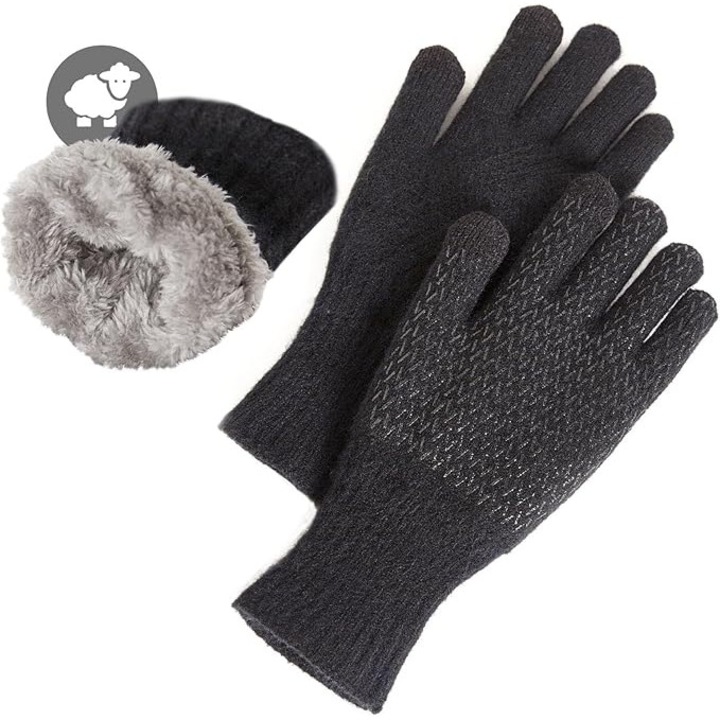 Manusi de iarna termice pentru femei, din lana polara, cu ecran tactil, cu strat dublu