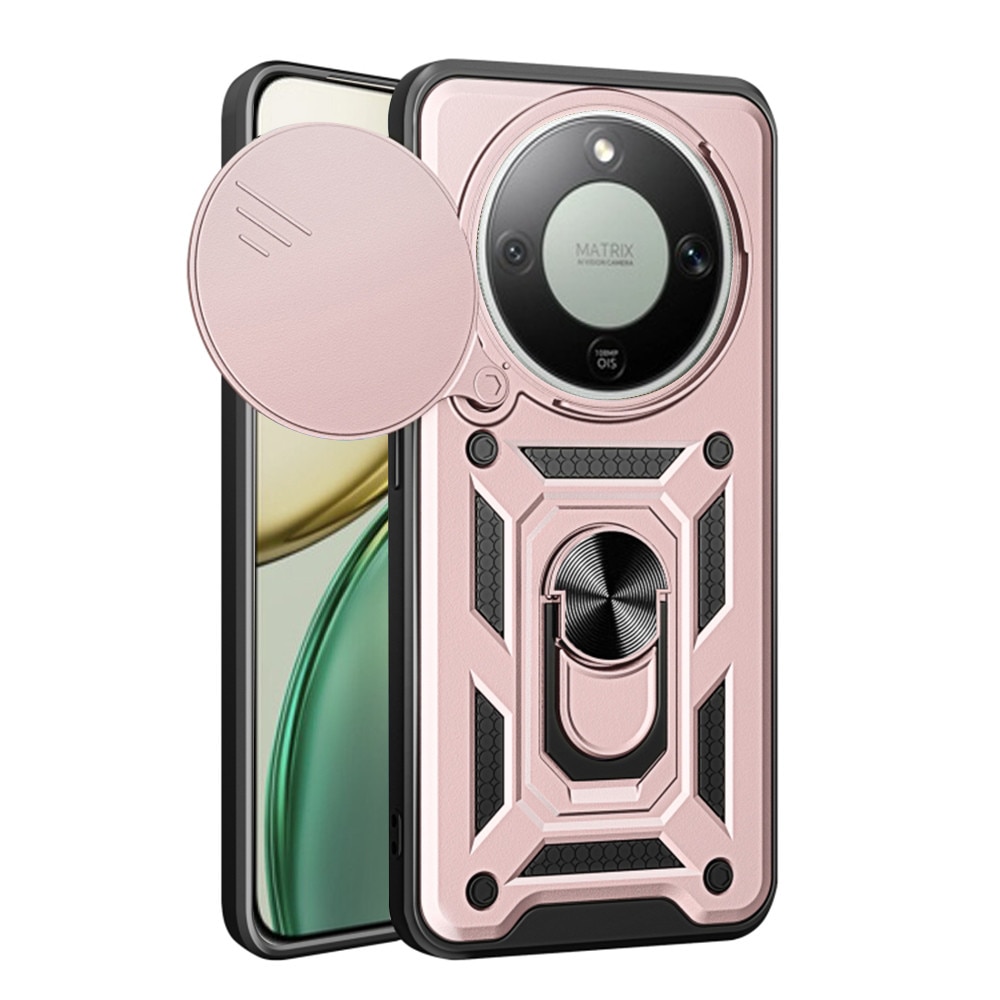 Husa pentru Honor Magic 8 Lite cu inel rotativ 360 Daden, Camshield series, Hybrid Antisoc, Slider pentru protectia camerei, Auriu rose