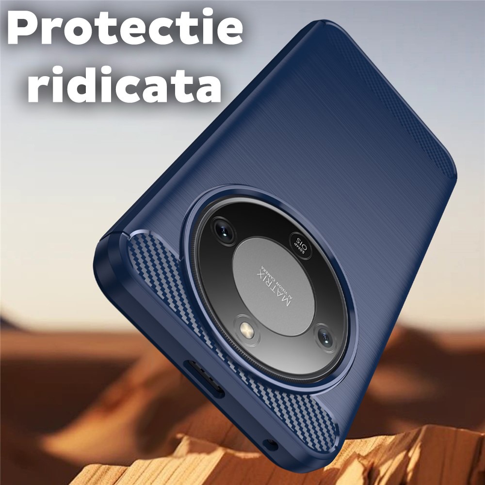 Husa pentru Honor Magic 8 Lite Daden Carbon Flexibila Antisoc, Hybrid Antisoc, Albastru