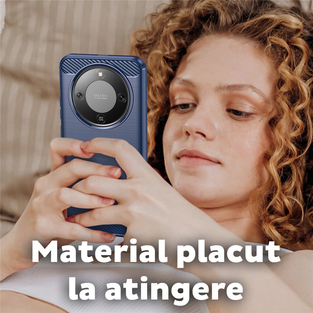 Husa pentru Honor Magic 8 Lite Daden Carbon Flexibila Antisoc, Hybrid Antisoc, Albastru