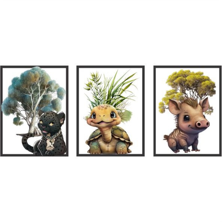 Set 3 stickere autocolant perete jungla, 30x40cm