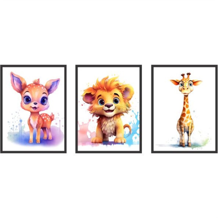 Set 3 stickere autocolant perete, tematică jungla, 30x40cm