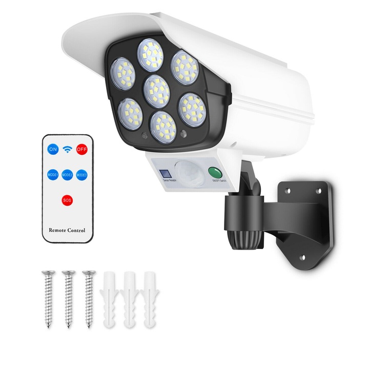 Камера за наблюдение, ISSNW, соларен LED, сензор за движение, 9W, дистанционно управление, комплект