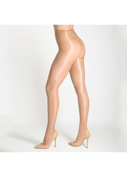 Dresuri dama, asskanaer, Ciorap subtire control, Lucioase, Netede la atingere, Care elimina umezeala, Stretch mare se potrivesc perfect pentru corp, Marime universala, Poliamida, 95cm, Nude