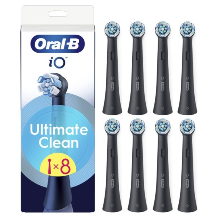 Rezerve periuta electrica Oral-B iO UltimateClean, 8 bucati, negru