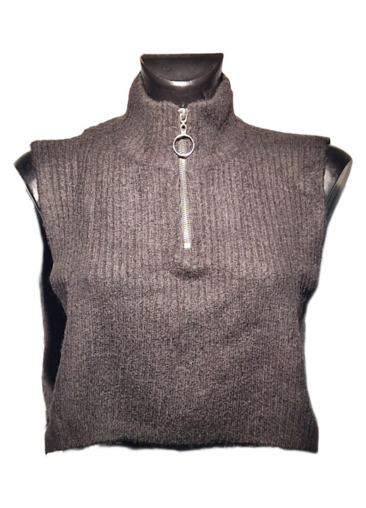 Guler dama negru, fermoar, decupat pe laterale, marime universala