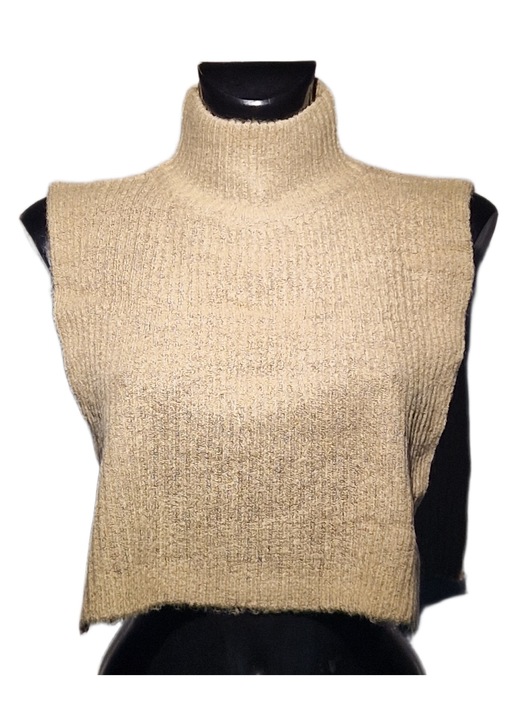 Guler dama, crem, decupat lateral, călduros, marime universala