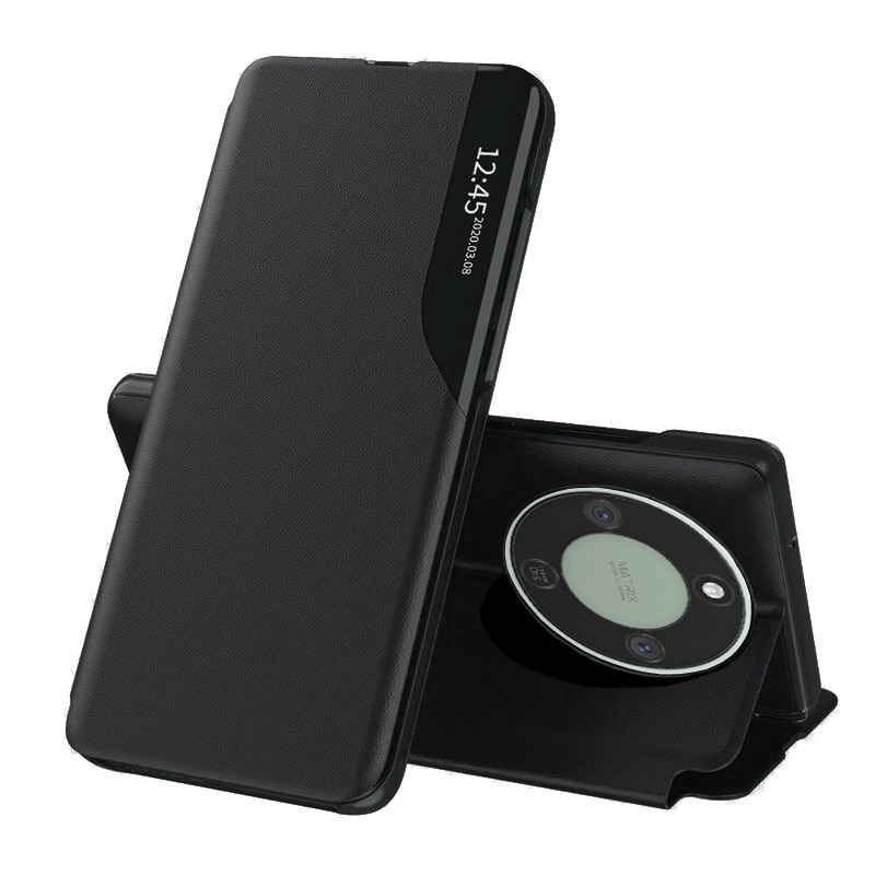 Husa pentru Honor Magic 8 Lite Tip Carte, S-View, Functie de Stand, Calitate Premium, Antisoc, Protectie Sporita, Negru