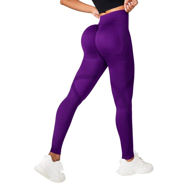 Colanti Sport Eleganti, Talie Inalta si Efect Push-Up, Violet - S