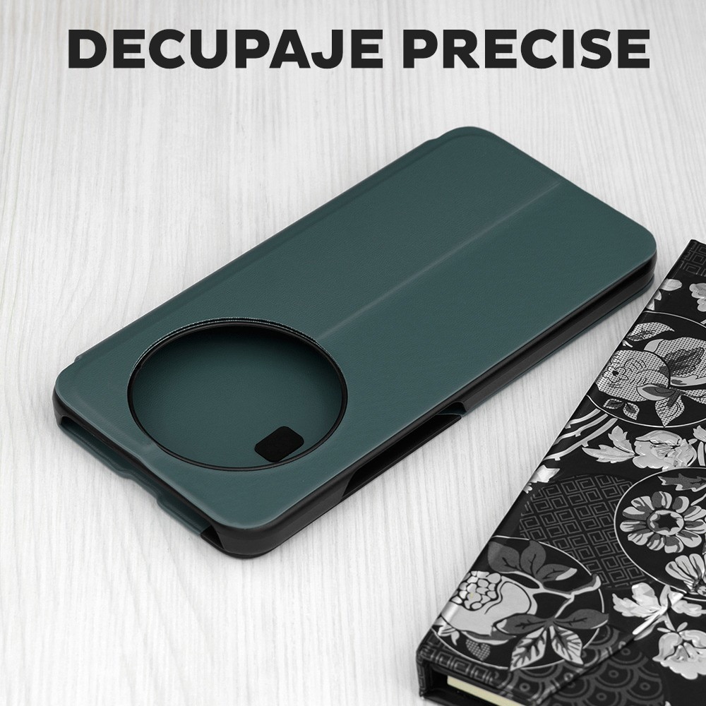 Husa pentru Honor Magic 8 Lite Tip Carte, S-View, Functie de Stand, Calitate Premium, Antisoc, Protectie Sporita, Verde