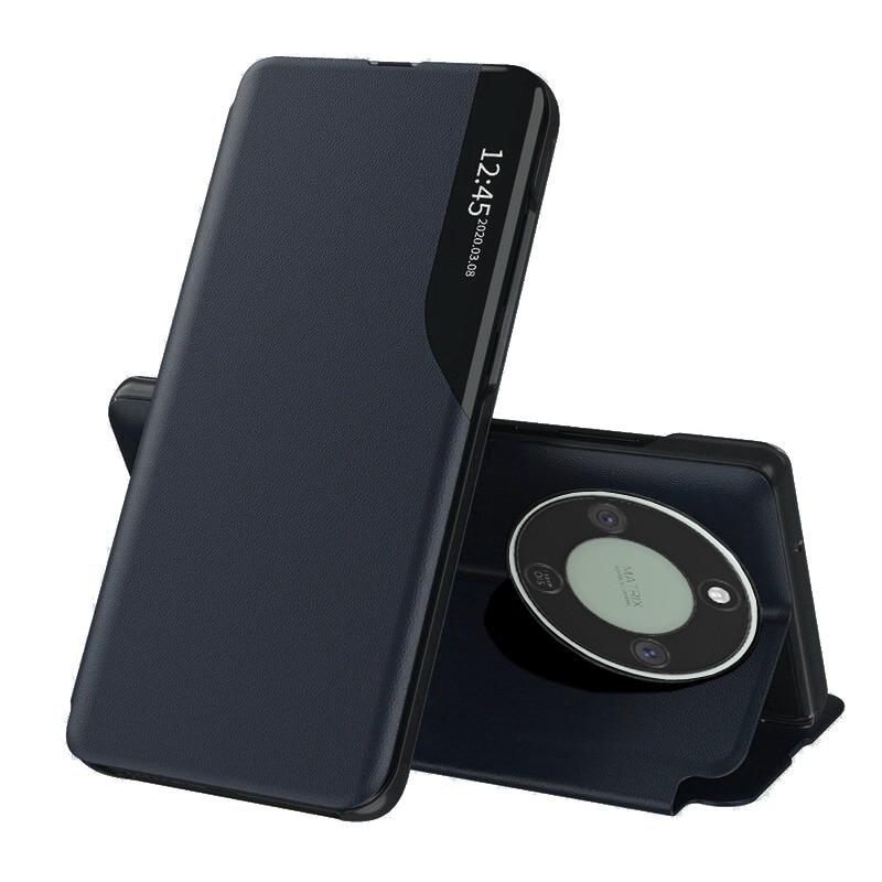 Husa pentru Honor Magic 8 Lite Tip Carte, S-View, Functie de Stand, Calitate Premium, Antisoc, Protectie Sporita, Albastru inchis