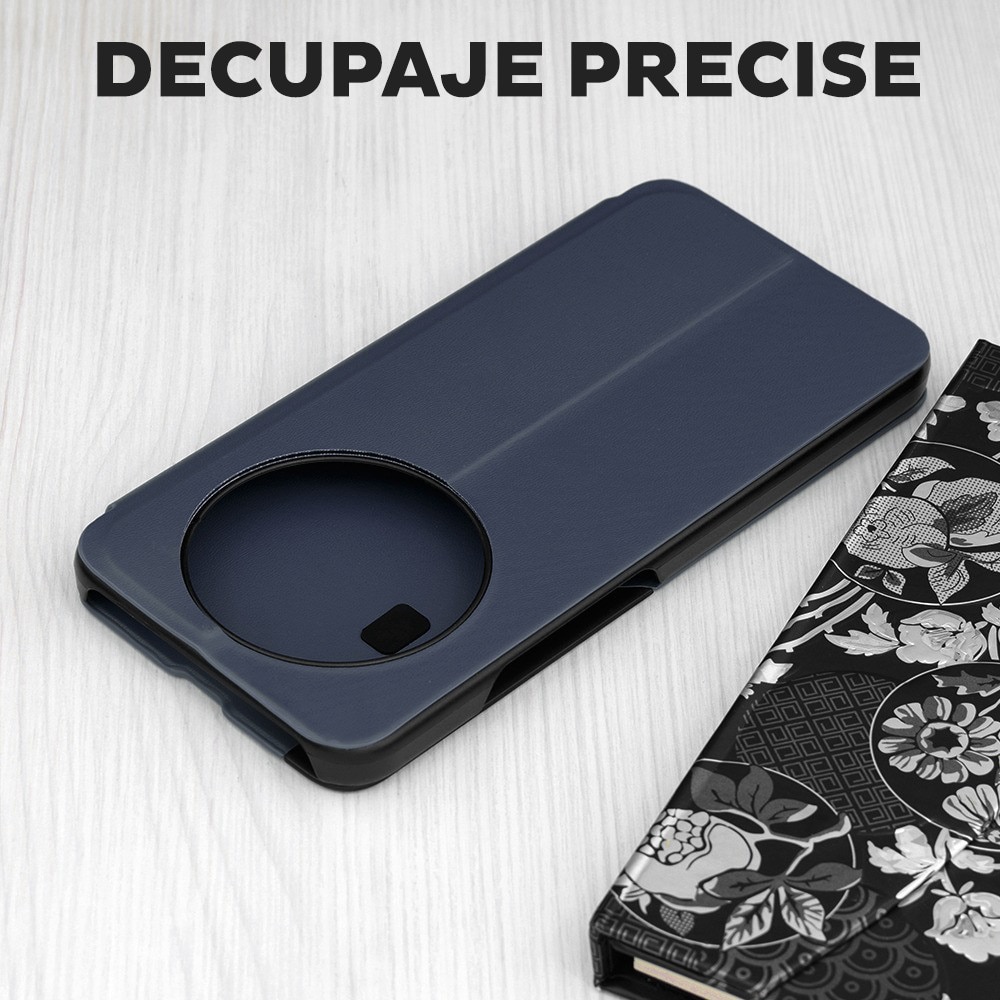 Husa pentru Honor Magic 8 Lite Tip Carte, S-View, Functie de Stand, Calitate Premium, Antisoc, Protectie Sporita, Albastru inchis