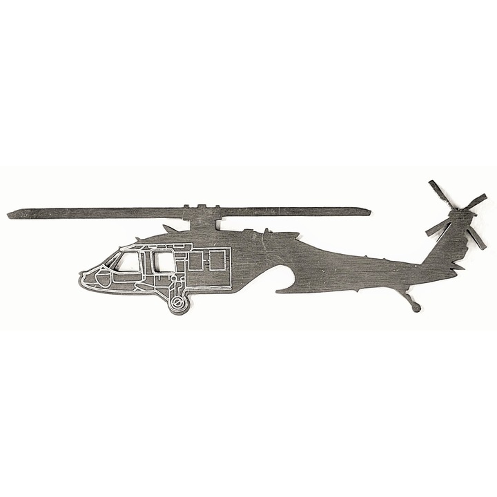 Desfacator sticle, elicopter UH-60 Black Hawk, metalic, 130 × 40 mm, argintiu