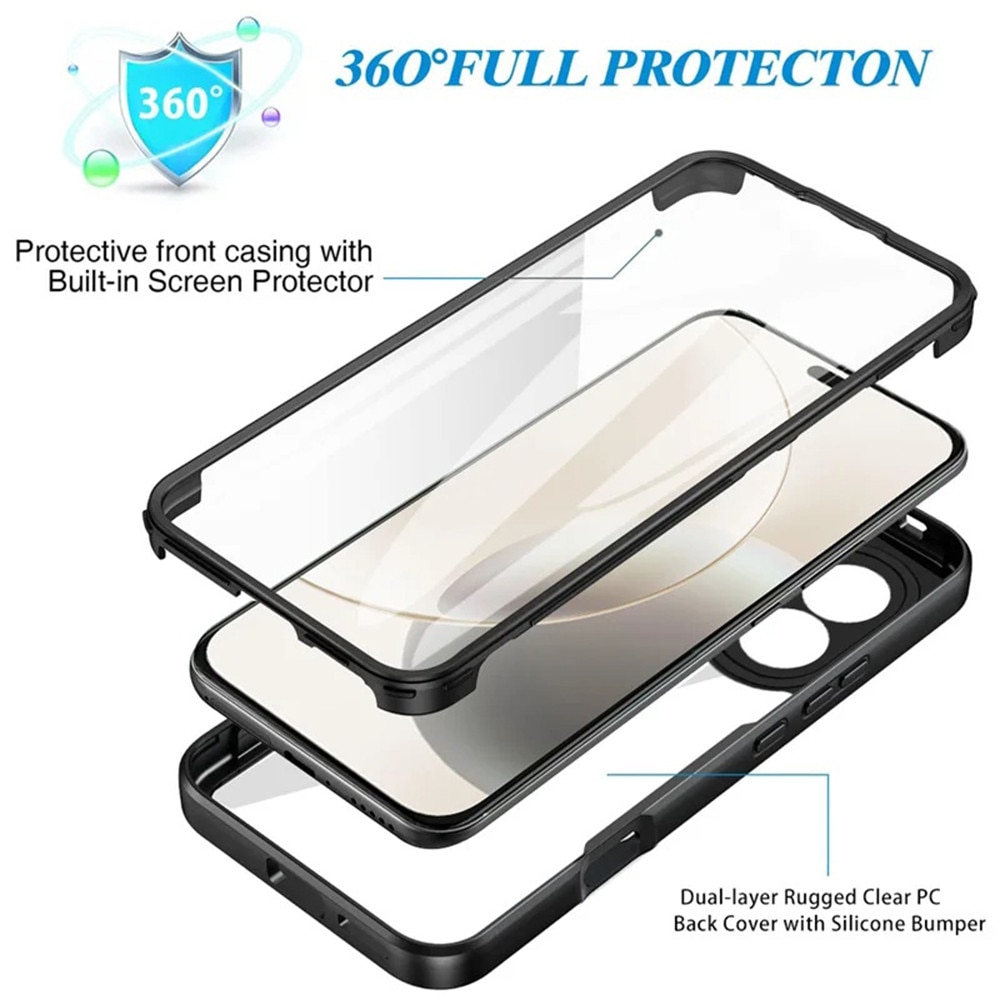 Set 360: Husa cu folie integrata pentru Honor X5c Plus Protectie 360 fata / spate - negru