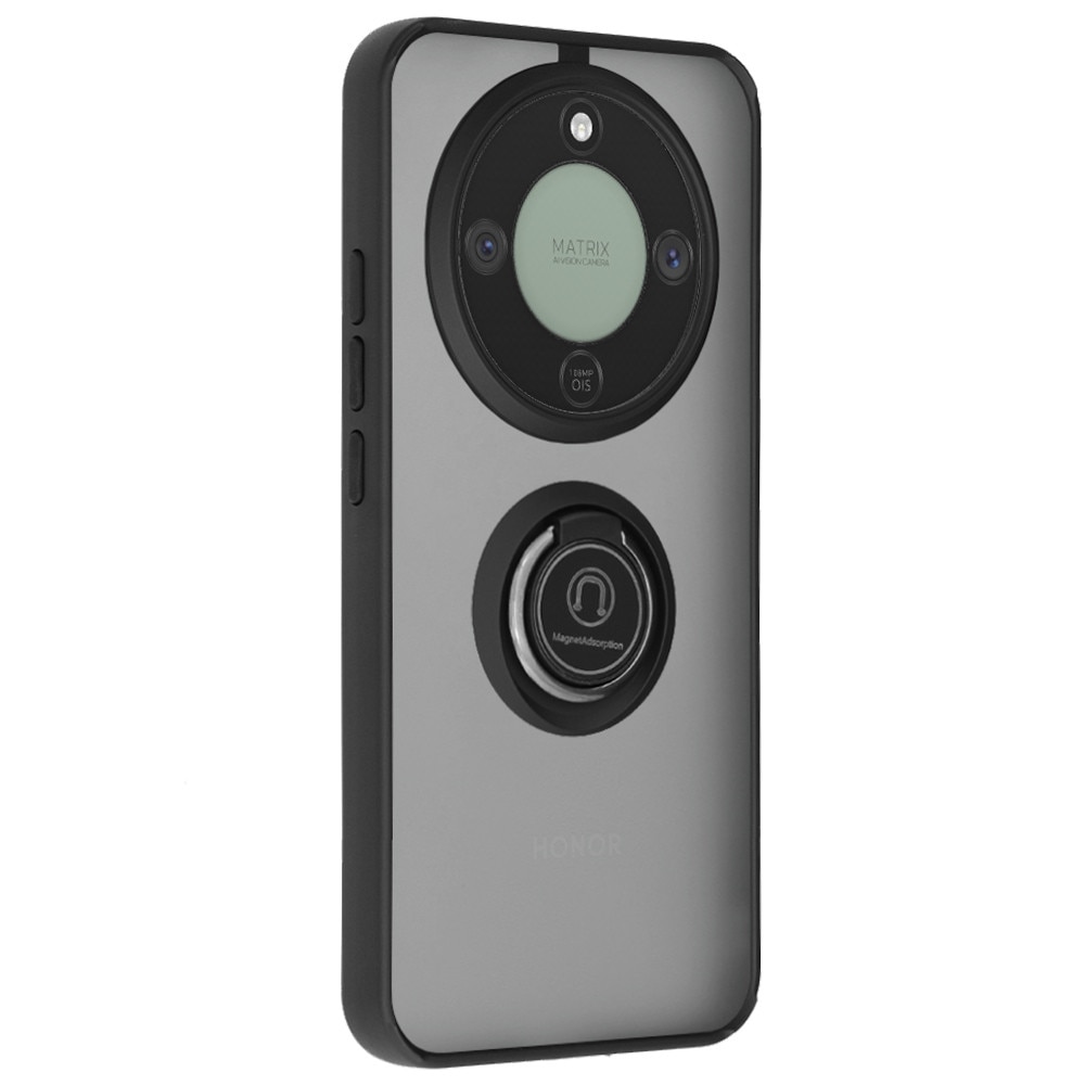 Husa de protectie pentru Honor Magic 8 Lite premium cu inel stand rotativ, suport magnetic si bumper anti-alunecare - negru