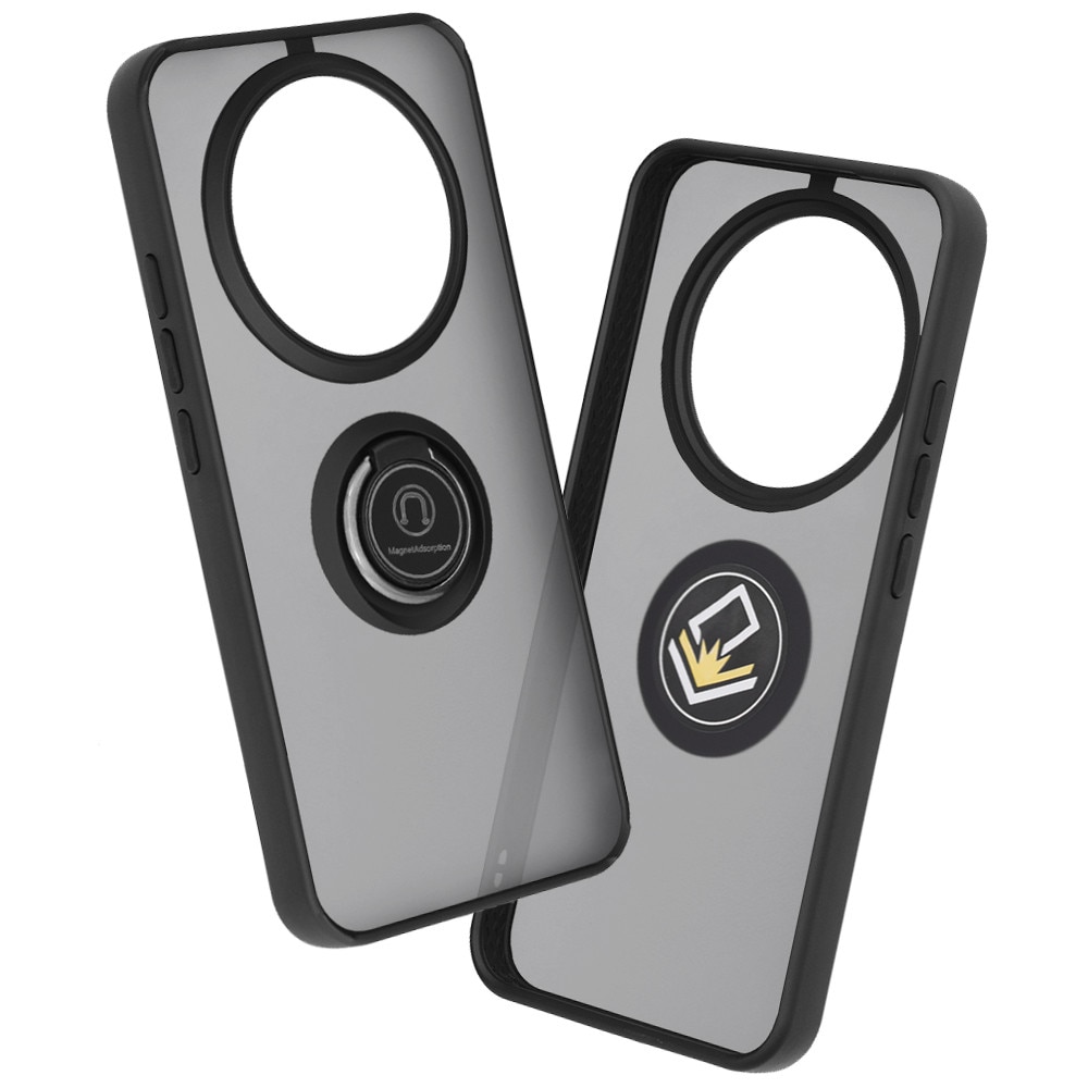 Husa de protectie pentru Honor Magic 8 Lite premium cu inel stand rotativ, suport magnetic si bumper anti-alunecare - negru