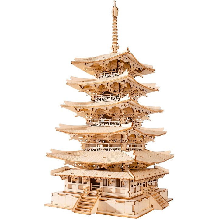 Rolife 3D puzzle felnőtteknek, japán fa modell, 5 emeletes, japán dekoráció, 275 darab, 14+, fa