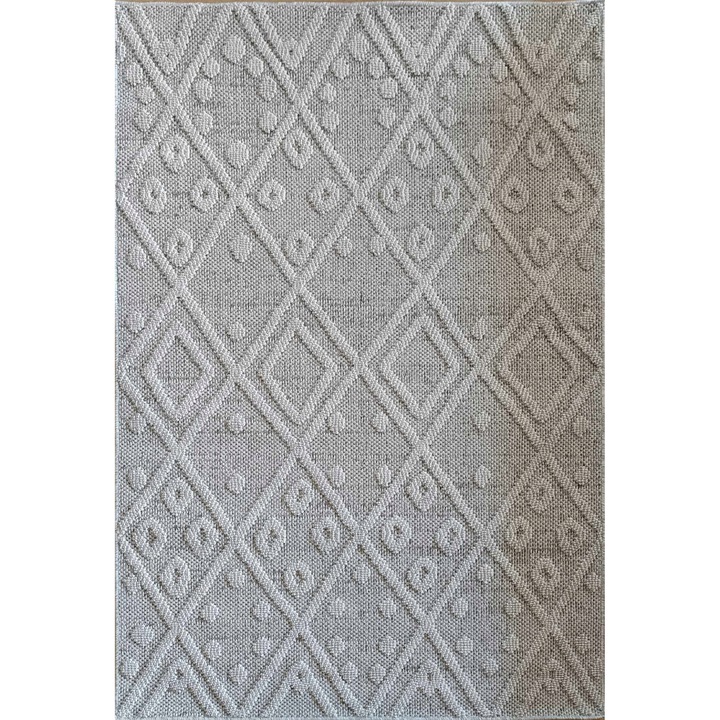 Covor, Evel, Stil Boho, 80x200 cm, Material 100% Polipropilen, Forma Dreptunghiulara, Tip Fir Pufos, Certificat Oeko-Tex Standard 100, Gri Crem