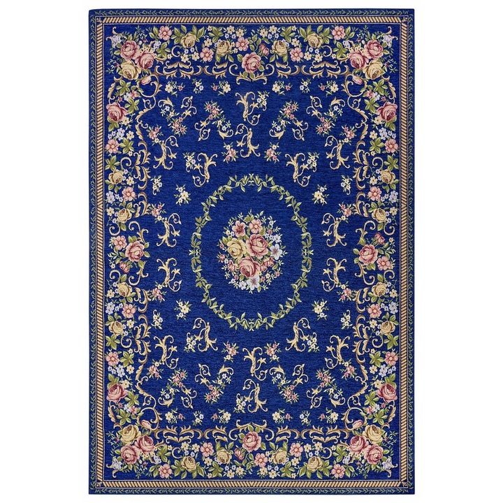 Covor, Hanse Home, 75x150 cm, Material Acrilic, Bumbac, Poliester, Spate Antiderapant Din Cauciuc, Forma Dreptunghiulara, Certificat Oeko-Tex Standard 100, Albastru Inchis