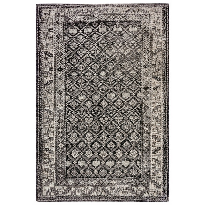 Covor, Hanse Home, Model Clasic, 200x285 cm, Material Acril, Bumbac, Poliester, Forma Dreptunghiulara, Model Senil Clasic Rosu, Tesut Plat, Tip Cu Fir Scurt, Certificat Oeko-Tex Standard 100, Negru/Crem