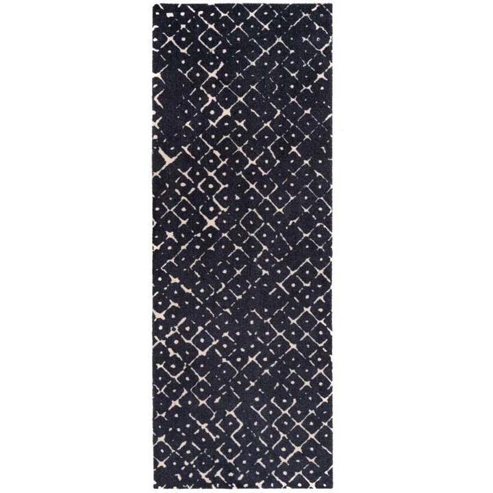 Covor, Elle Decor, 67x180 cm, Material 100% Poliamid, Spate Cauciuc Nitrilic, Antiderapant, Certificat Oeko-Tex Standard 100, Grosime 8 mm, Albastru Inchis