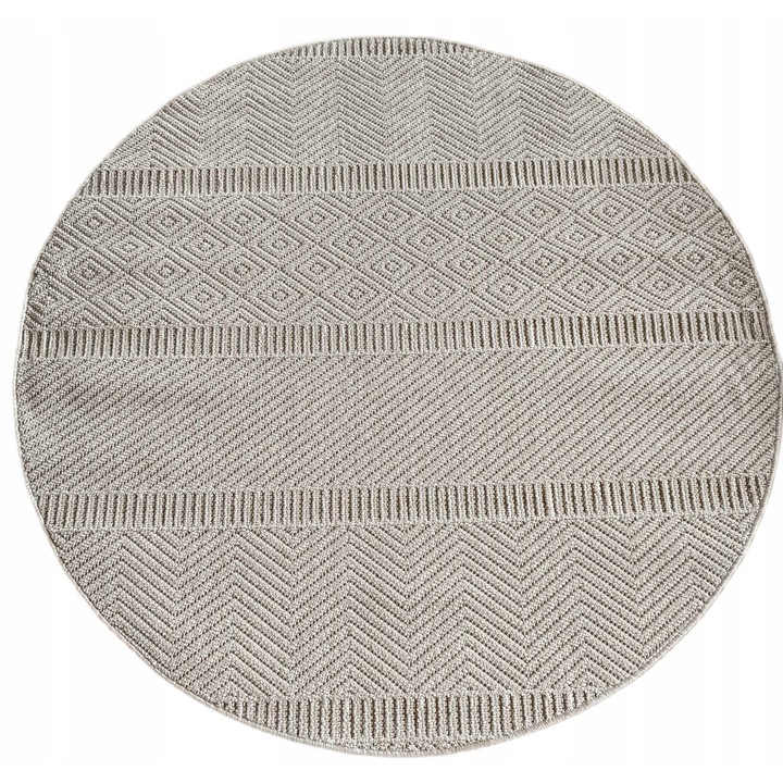 Covor, Evel, 160x160 cm, Material 100% Polipropilen, Forma Rotunda, Tip Tesut Din Fire, Plat, Pentru Interior Si Exterior, Certificat Oeko-Tex Standard 100, Bej